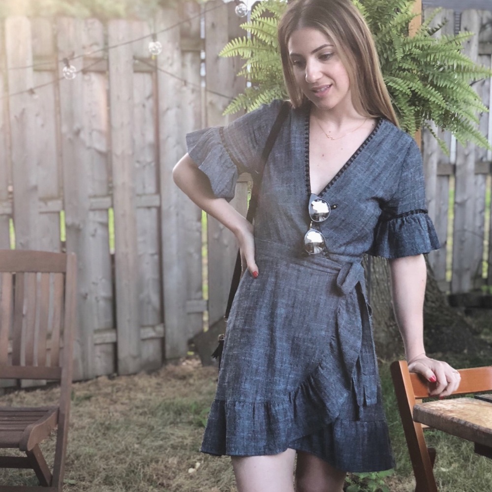 Tan wrap dress